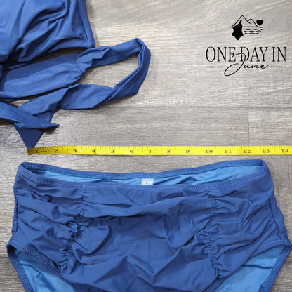 Blooming Jelly Halter Cross Front High Waist Bikini Swimsuit Size L