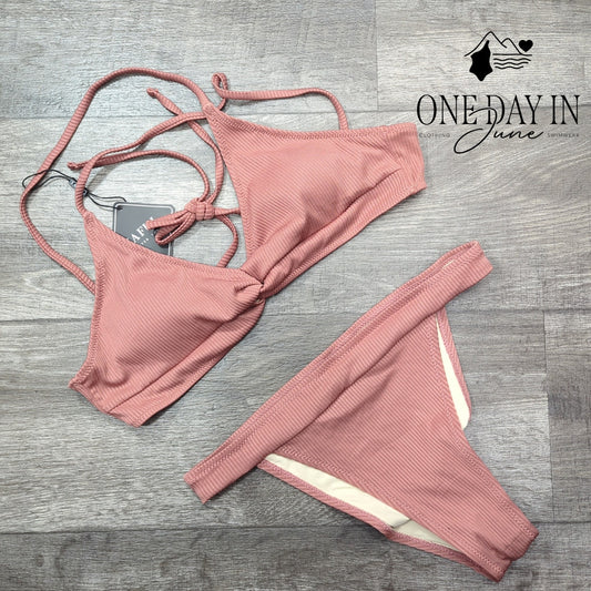 Zaful Strappy Back Ribbed Bikini Swimsuit Size M