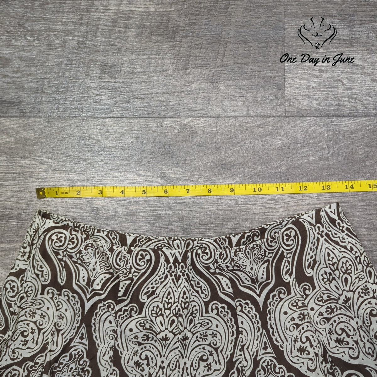 Apt. 9 Paisley A-Line Midi Skirt Brown Cream 100% Cotton Boho Size 4