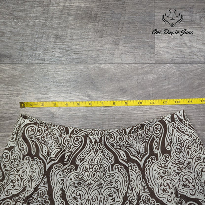 Apt. 9 Paisley A-Line Midi Skirt Brown Cream 100% Cotton Boho Size 4