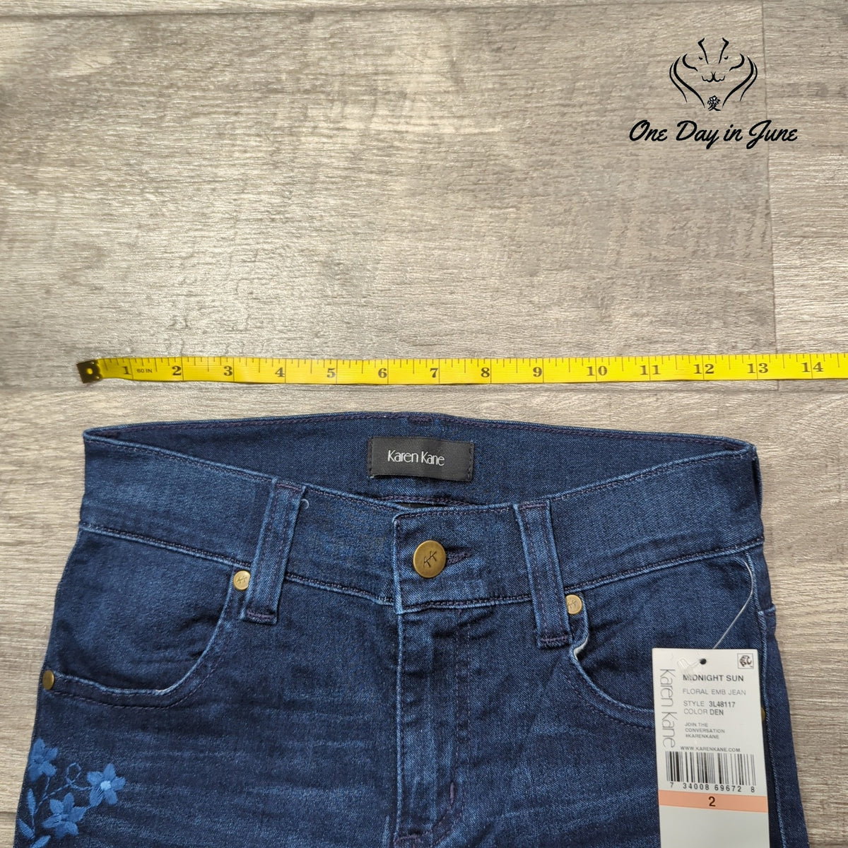Karen Kane Midnight Sun Floral Embroidered Ankle Jeans Blue NWT Size 2