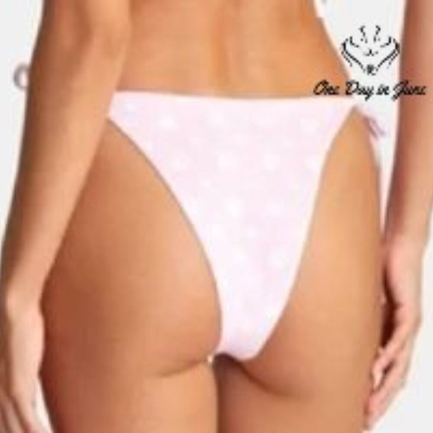 RVCA Balance Act Tie Skimpy French Bikini Bottom Pink NWT Size L