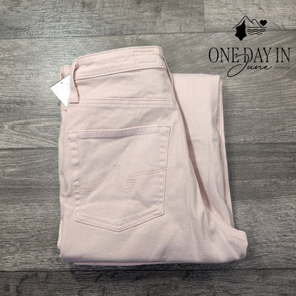 AG Adriano Goldschmied The Etta High Rise Wide Crop Jeans Pink NWT $215 Size 4