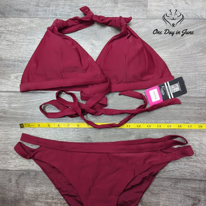 Shekini Halter Criss Cross Cut Out Bikini Swimsuit Size XL