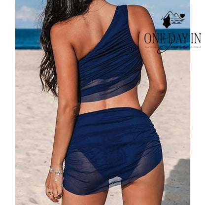 Cupshe One Shoulder Mesh Bikini Swimsuit Size XL