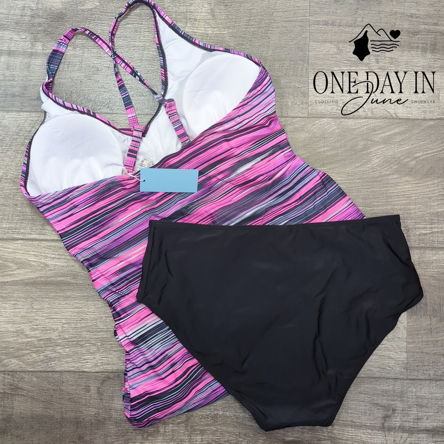 Yonique Cross Front Tankini Swimsuit Size XXL