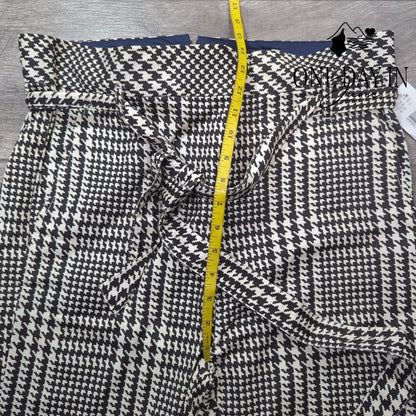 AG Adriano Goldschmied Houndstooth Print Lettuce Edhge Belted Pants Size 27 (4)