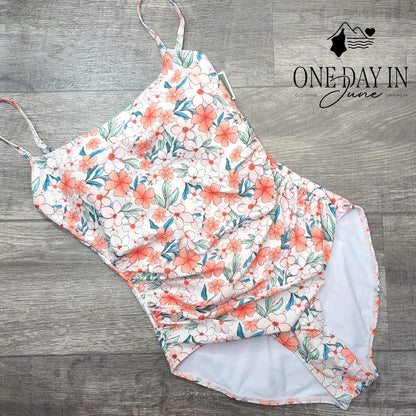 Eomenie Floral Tummy Control One Piece Swimsuit Square Neck NWT Size M