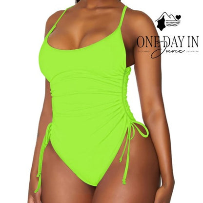 Charmo Ruched Drawstring One Piece Swimsuit Size XL