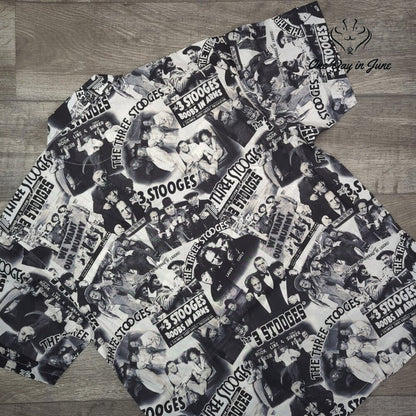 Max Boxxer 3 Stooges Button Down Short Sleeve Shirt Size XL