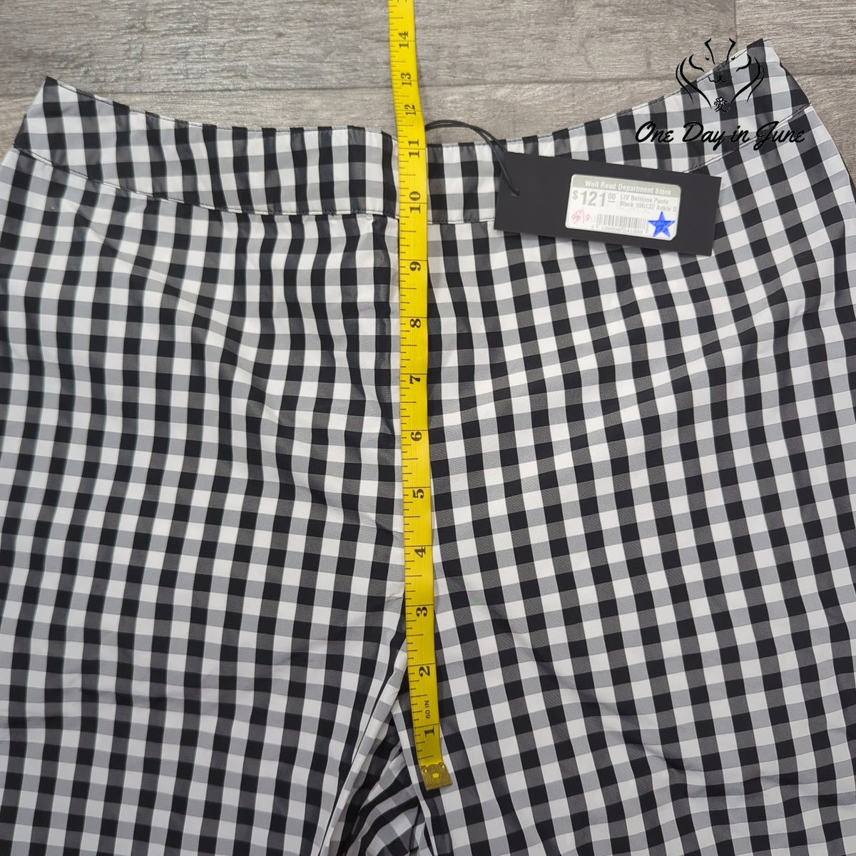 LIV Bottoms Pants Black White Gingham Check Ankle Straight Leg NWT Size S