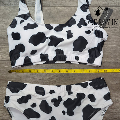 Tempt Me Cow Print Crop Bikini Swimsuit Size M