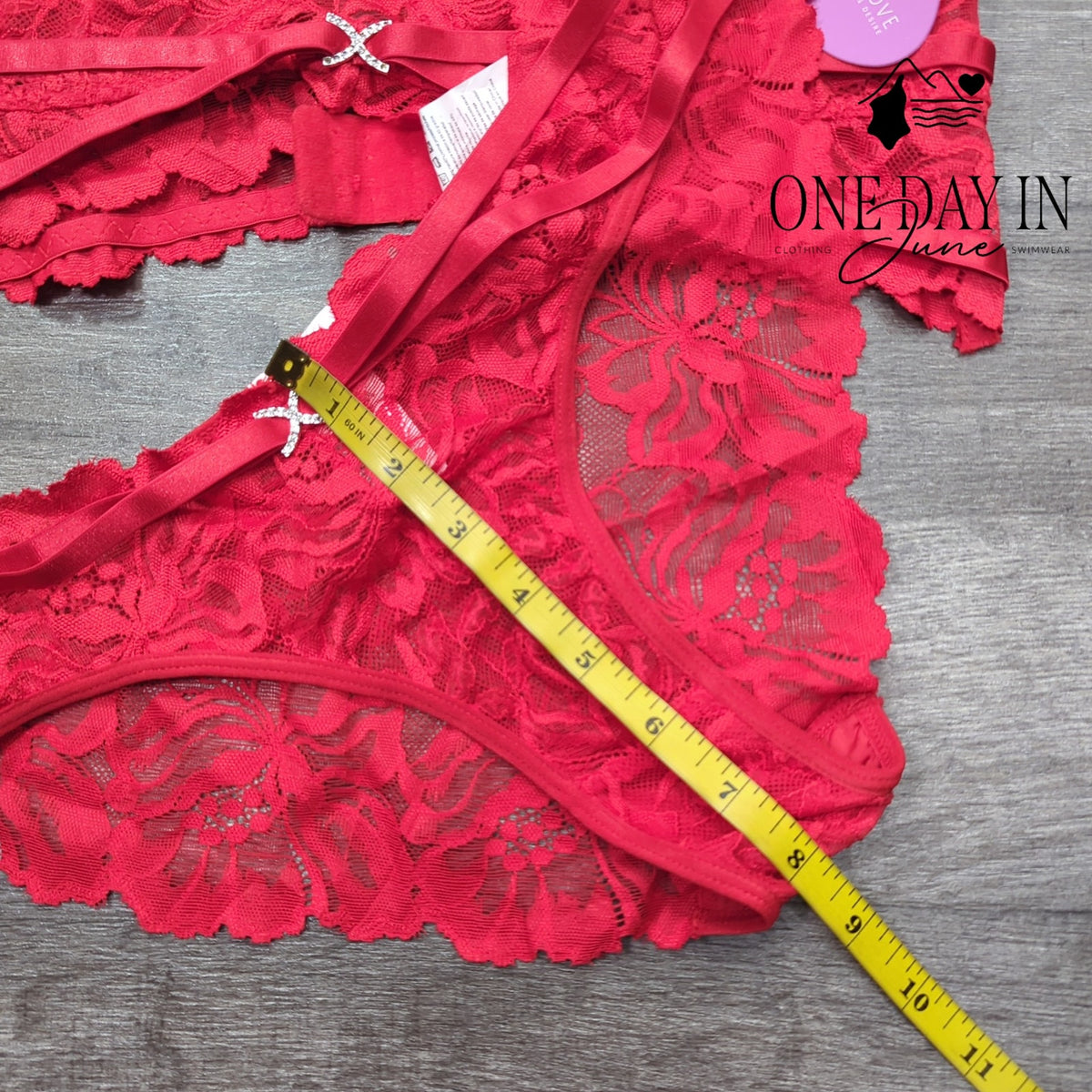 AvidLove Underwire Floral Lace Bra Panty Lingerie Set Red NWT Size L