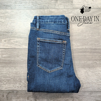 Good American Good Legs Skinny Ankle Jeans Distressed Raw Hem Size 6