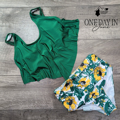 Adisputent High Waist Flounce Bikini Swimsuit Size S