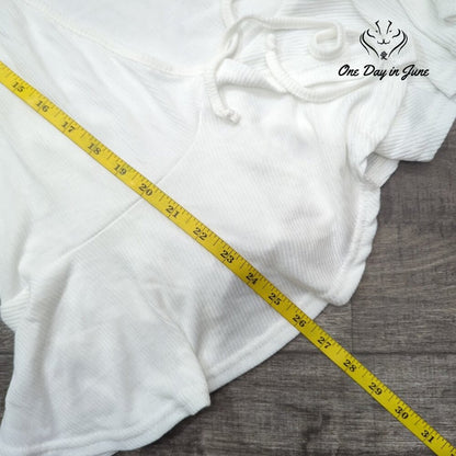 Boohoo Plus Rib Wrap Peplum Top White Cap Sleeve Tie Waist NWT Size 22