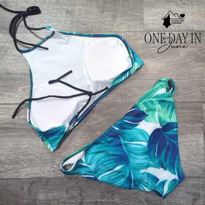 Charmo High Neck Crop Bikini Swimsuit Size L