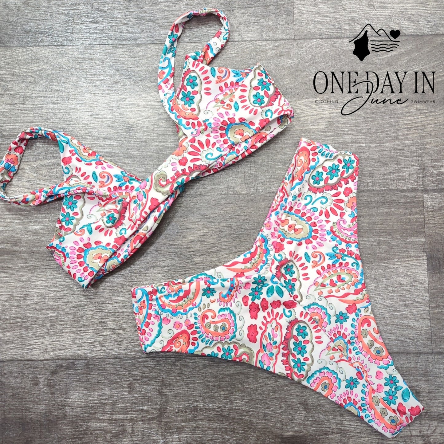 Adisputent High Cut Floral Bikini Swimsuit Size M