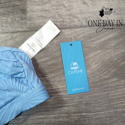 Cupshe Textured Crop Lace Up Bikini Top Size L