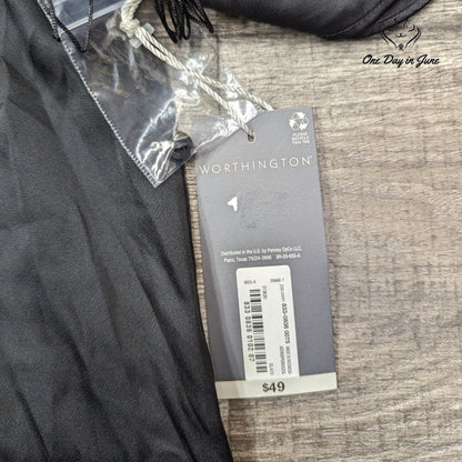 Worthington Round Neck Short Sleeve Frill Accent Top Size XS