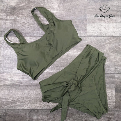 Aleumdr Crop Top Bottom Knot Bikini Swimsuit Size XL