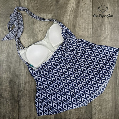 Coastal Blue Halter Neck Tankini Top Size M (8-10)