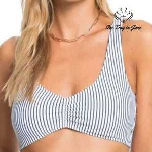 Roxy PT Beach Classics Athletic Bikini Top Navy White Stripe NWT $50 Size S