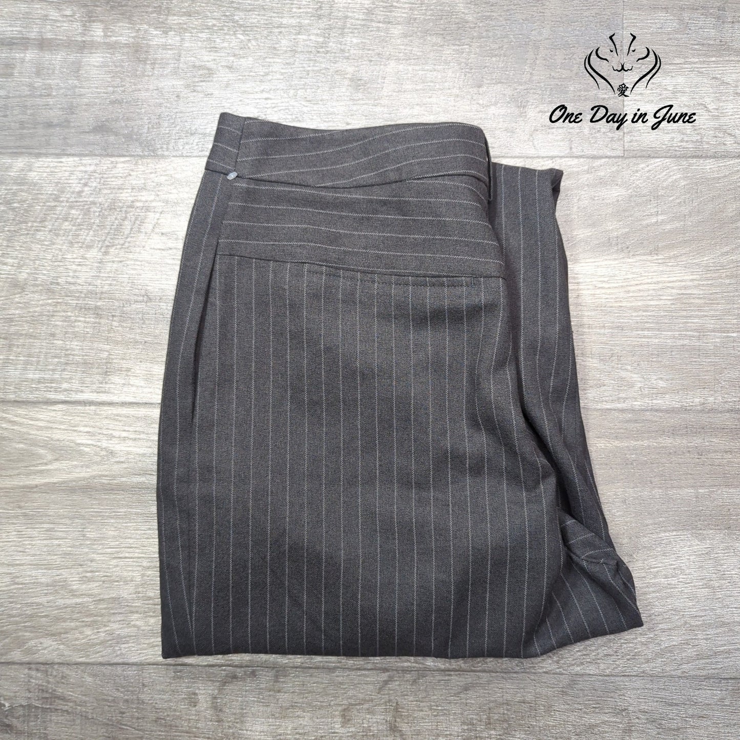 Topshop Wide Leg Pin Stripe Button Fly Pants Size 12
