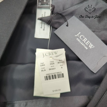 J. Crew Collection Tuxedo Wrap Skirt Black Wool Satin Bow NWT $168 Size 8