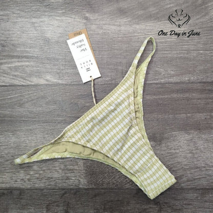 Billabong Salty Blonde Meet Your Match Isla Bikini Bottom Gingham NWT Size S