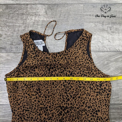 Robbie Bee Petite Sleeveless Animal Print Mini Silk Dress Size 6P