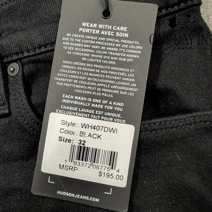 Hudson Barbara High Rise Super Skinny Jeans Black Stretch NWT Size 14 (32)