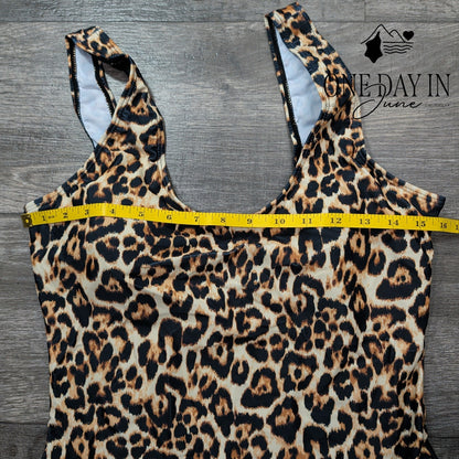 Aleumdr Leopard One Piece Swimsuit Size XL