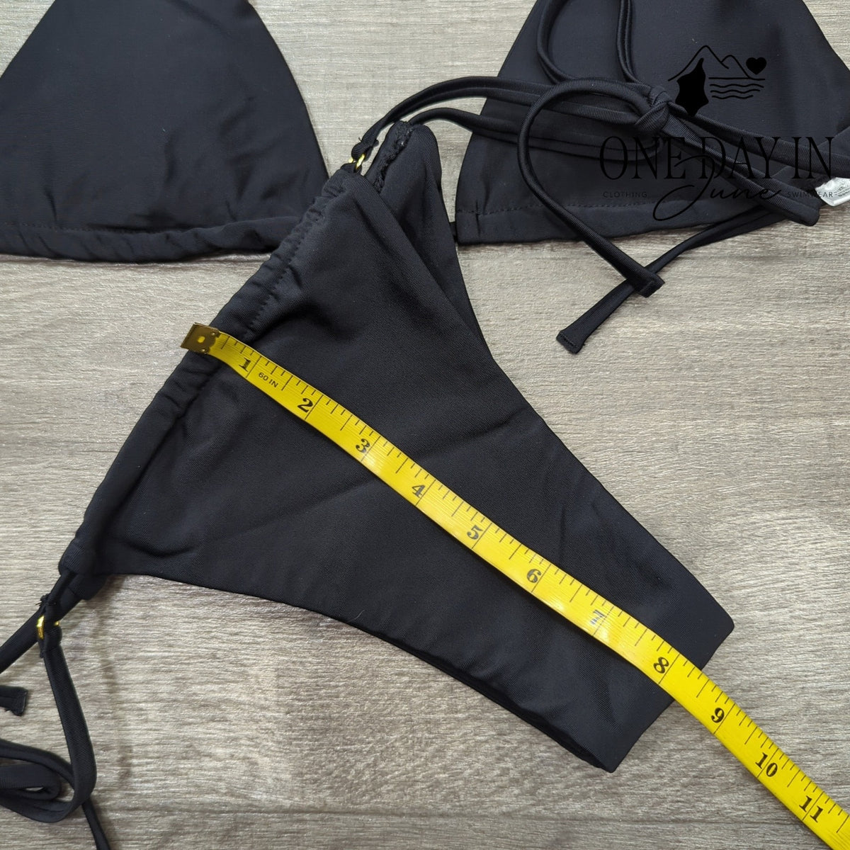CharmLeaks Triangle Halter Tie Side Cheeky Bikini Swimsuit Black Size M