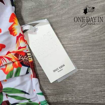 Grace Karin Tropical Swimdress One Piece Swimsuit Size L