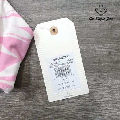 Billabong Another Paradise Knot Front Bikini Top Pink Floral NWT $56 Size M