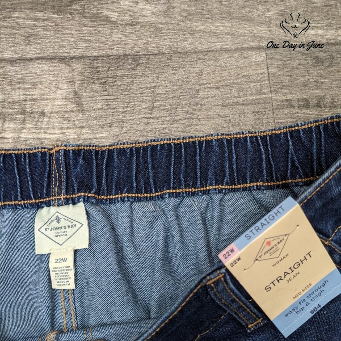 St. John's Bay Plus Size Easy Fit Straight Adaptive Jeans Size 22W