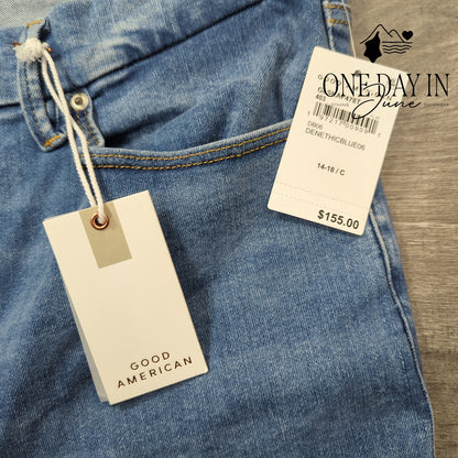 Good American Always Fits Good Legs Skinny Jeans NWT $155 Blue Size 14