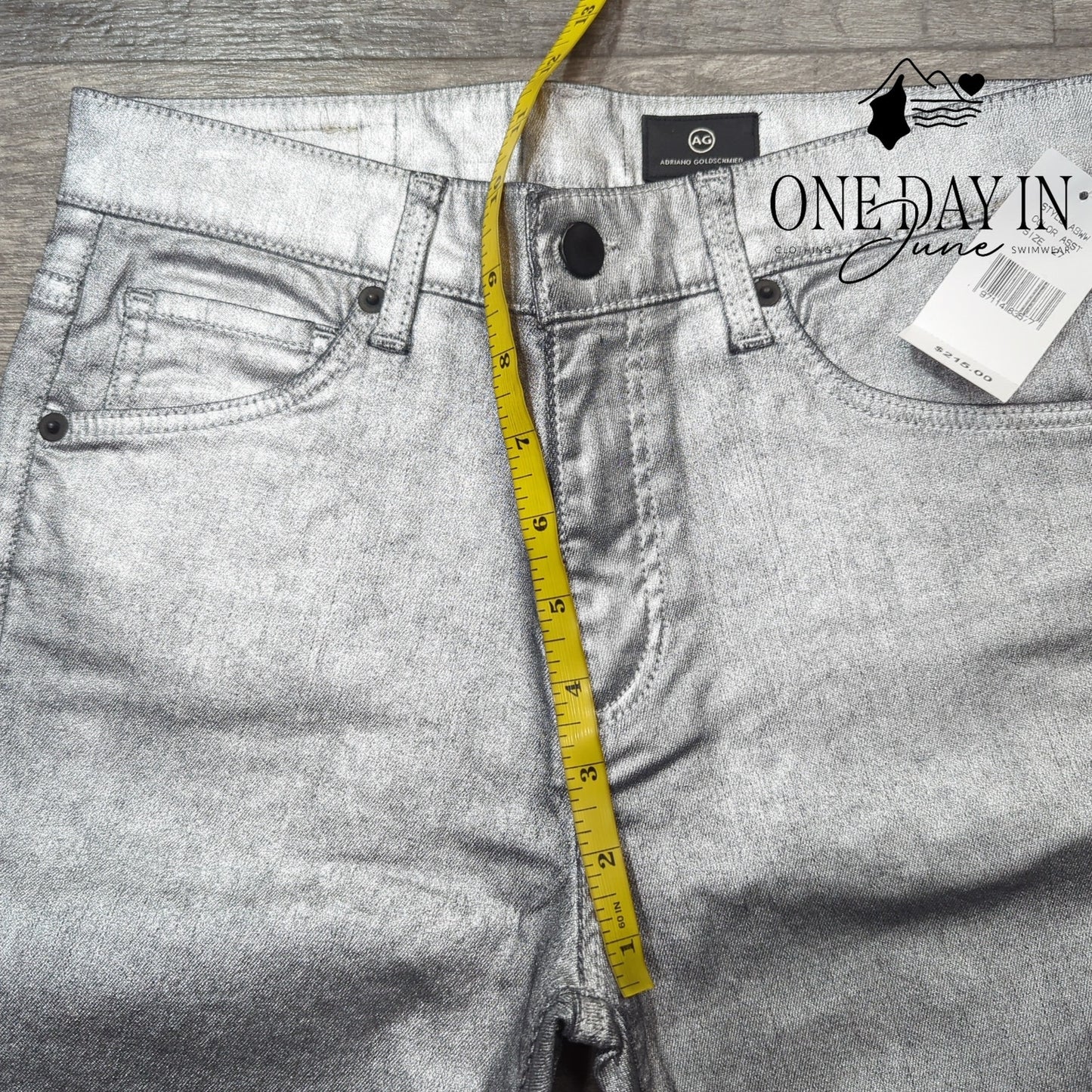 AG Adriano Goldschmied Coated Denim Straight Leg Jeans Size 27 (4)