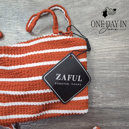 Zaful Textured Bandeau Bikini Swimsuit Size S