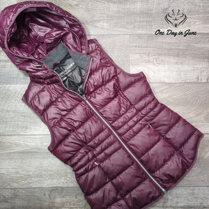 Marc New York Andrew Marc Hooded Puffer Vest Burgundy Lightweight Women's Size M