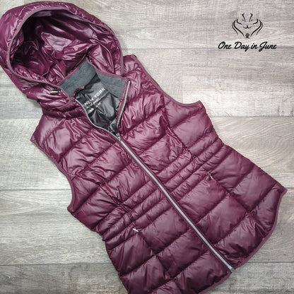 Marc New York Andrew Marc Hooded Puffer Vest Burgundy Lightweight Women's Size M