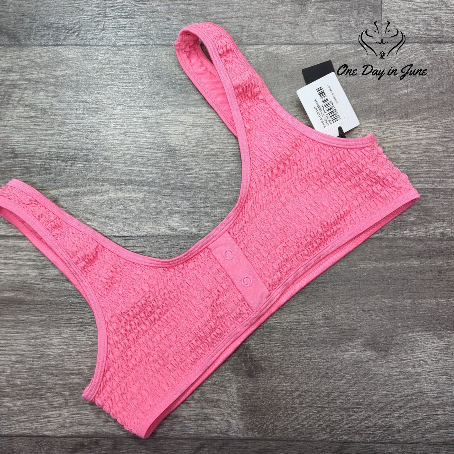 Kendall + Kylie Smocked Bikini Top Size L