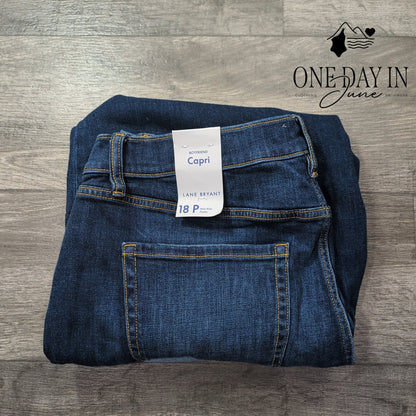 Lane Bryant Boyfriend Capri Jeans Mid Rise Petite Medium Wash NWT Size 18P
