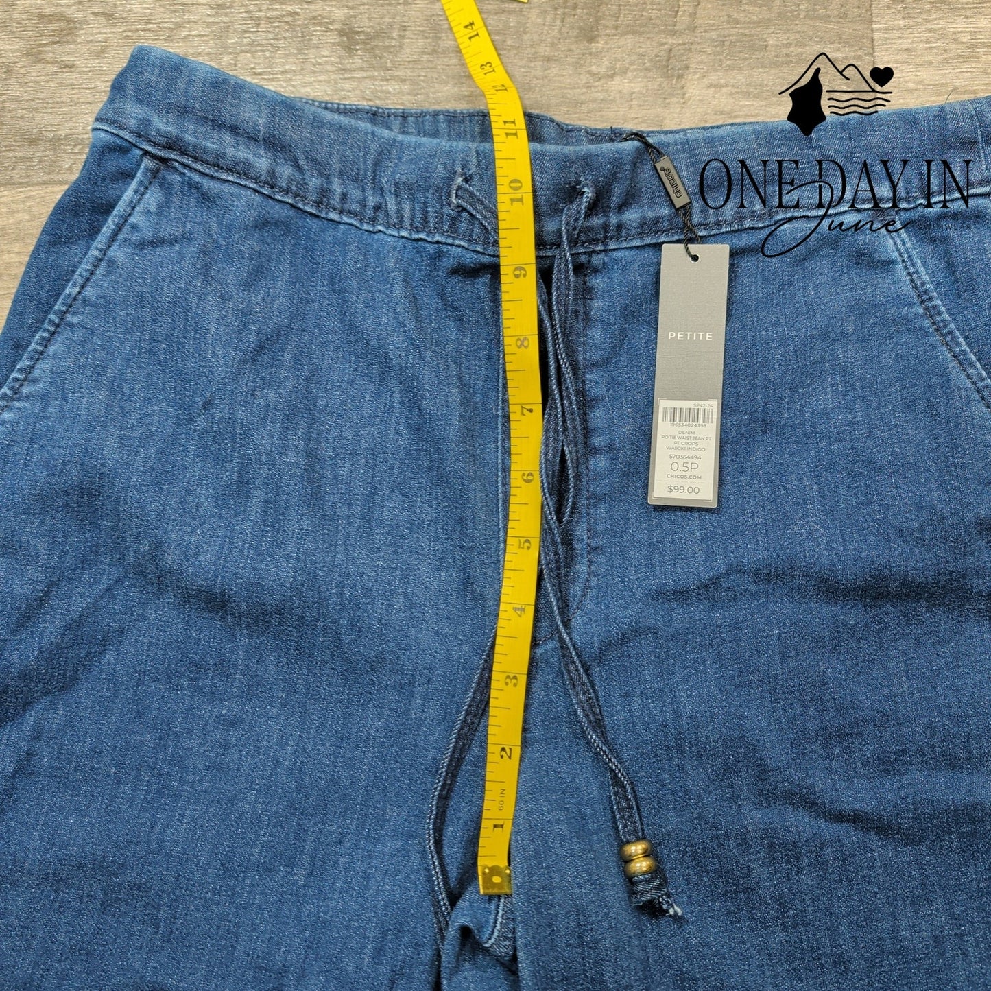Chico's Petite Drawstring Wide Leg Crop Jeans Size Chico's .5 (6)