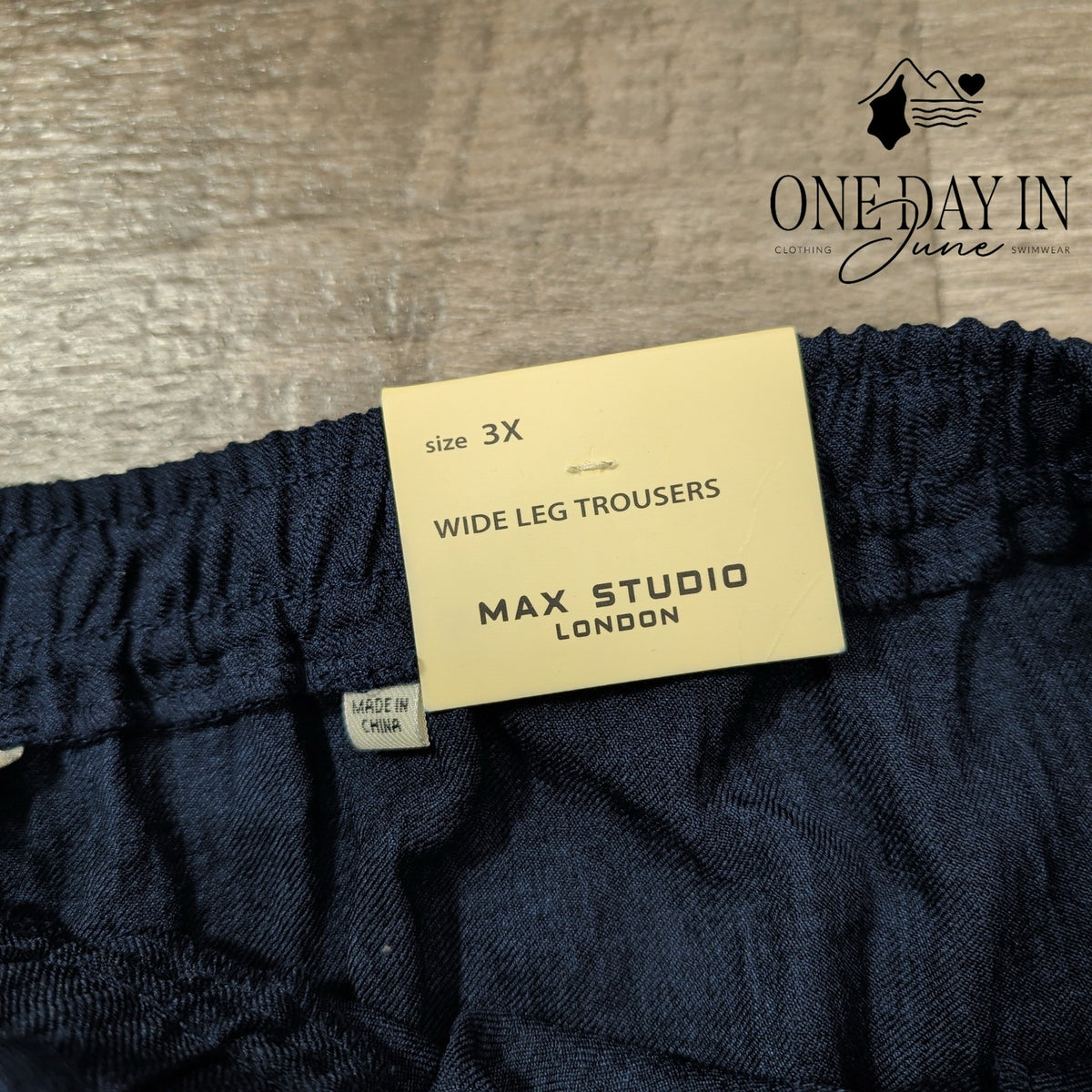 Max Studio London Wide Leg Drawstring Pants Navy Blue NWT Size 3X