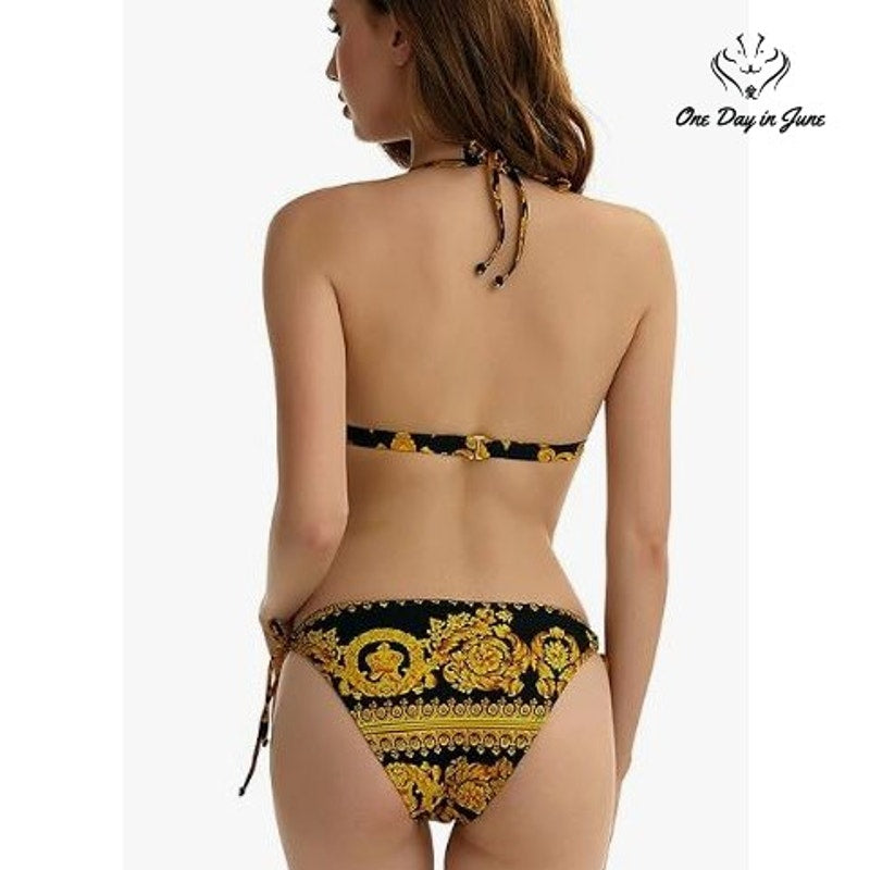 Fokulunda Halter String Bikini Swimsuit Size M