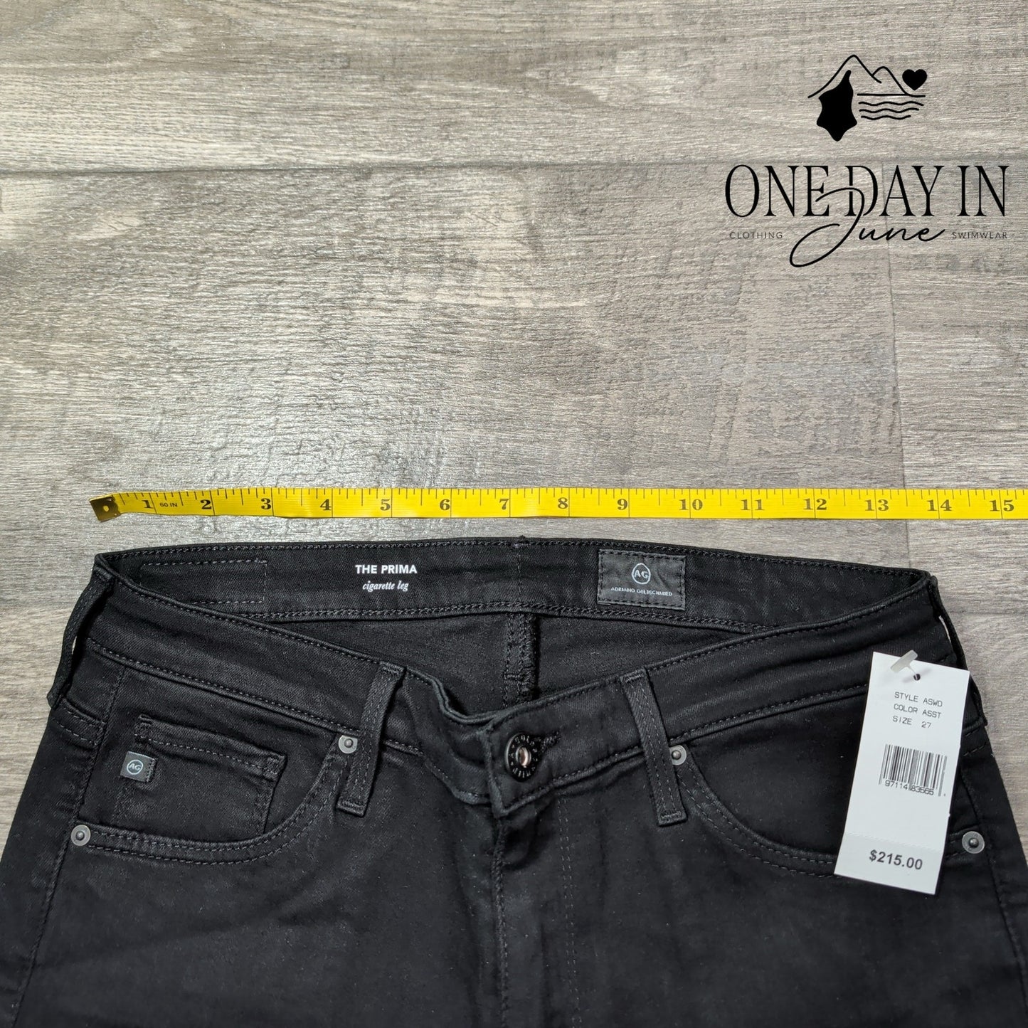 AG Adriano Goldschmied The Prima Cigarette Leg Jeans Black NWT Size 4 (27)