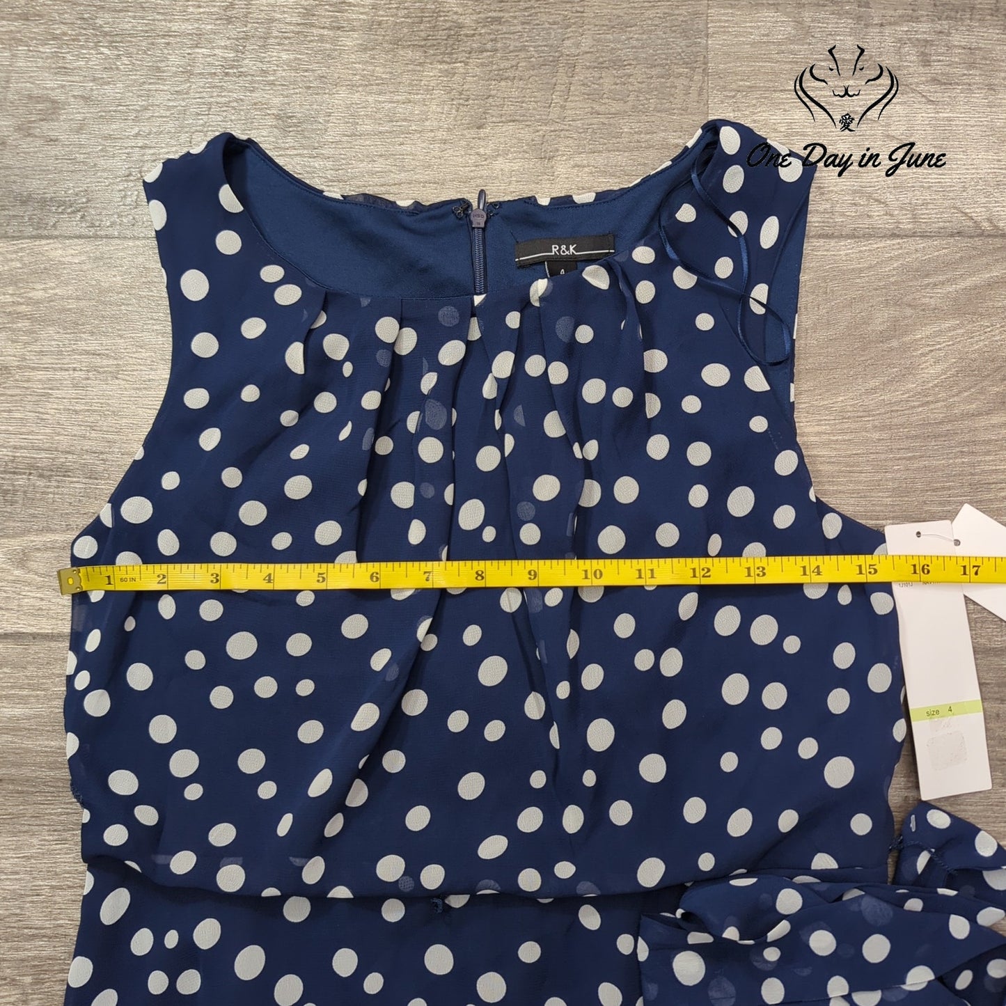 R&K Sleeveless Polka Dot Midi Dress Size 4