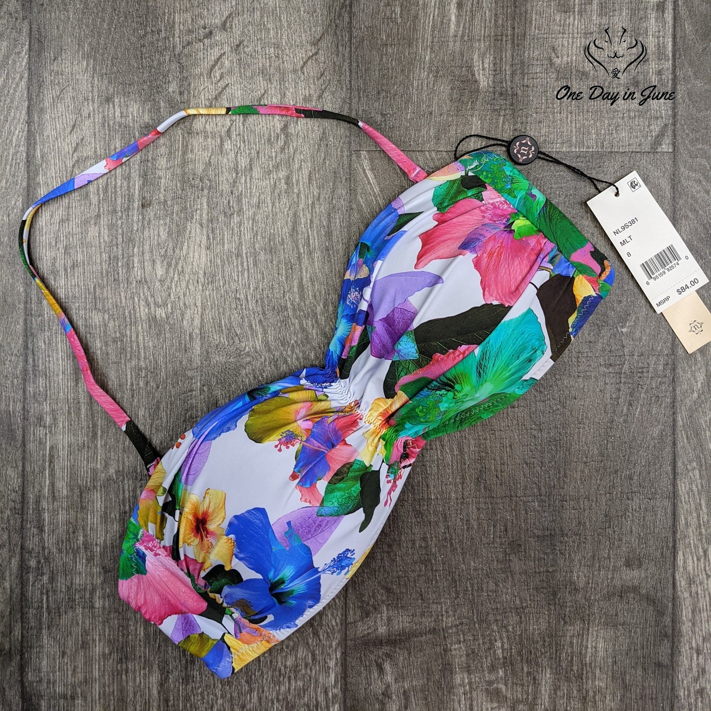 Nanette Lepore Technicolor Tropical Tease Bikini Top Swimsuit Size 12